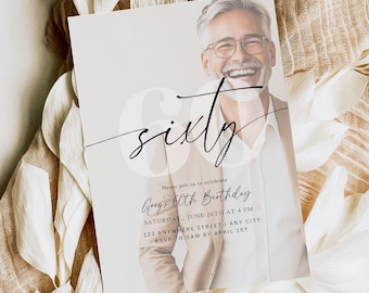 60th Birthday Invitation Template 60 th Digital Invite Instant Download Sixty Year Old Minimalist Boho Sixtieth Birthday Printable Invite