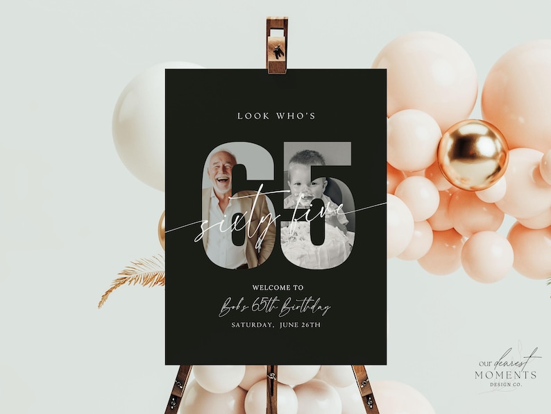 EDITABLE 65th Birthday Welcome Sign Look Who's 65 Welcome Poster ...