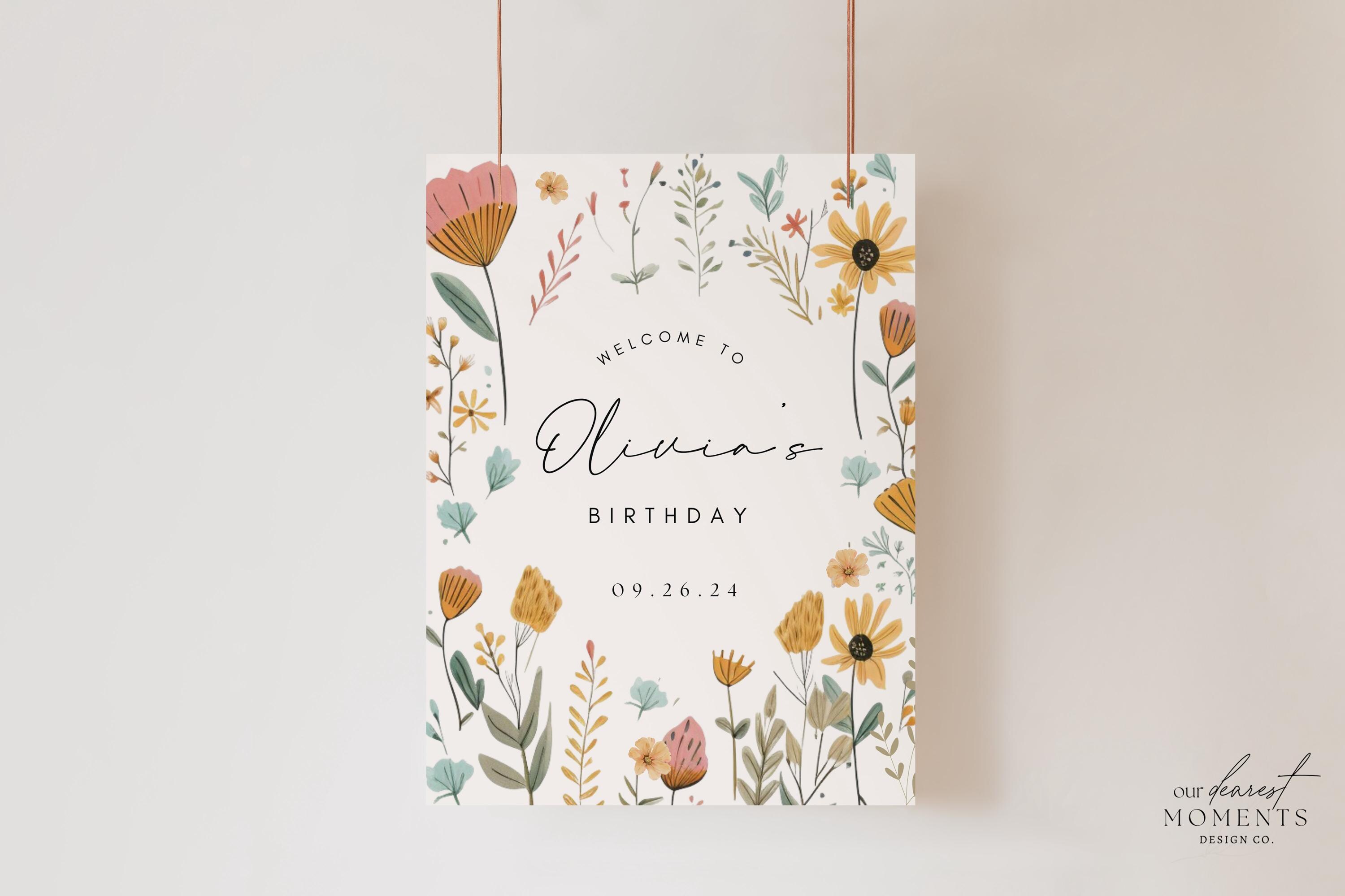Editable Wildflower Birthday Bundle Girl Flower Birthday Digital ...