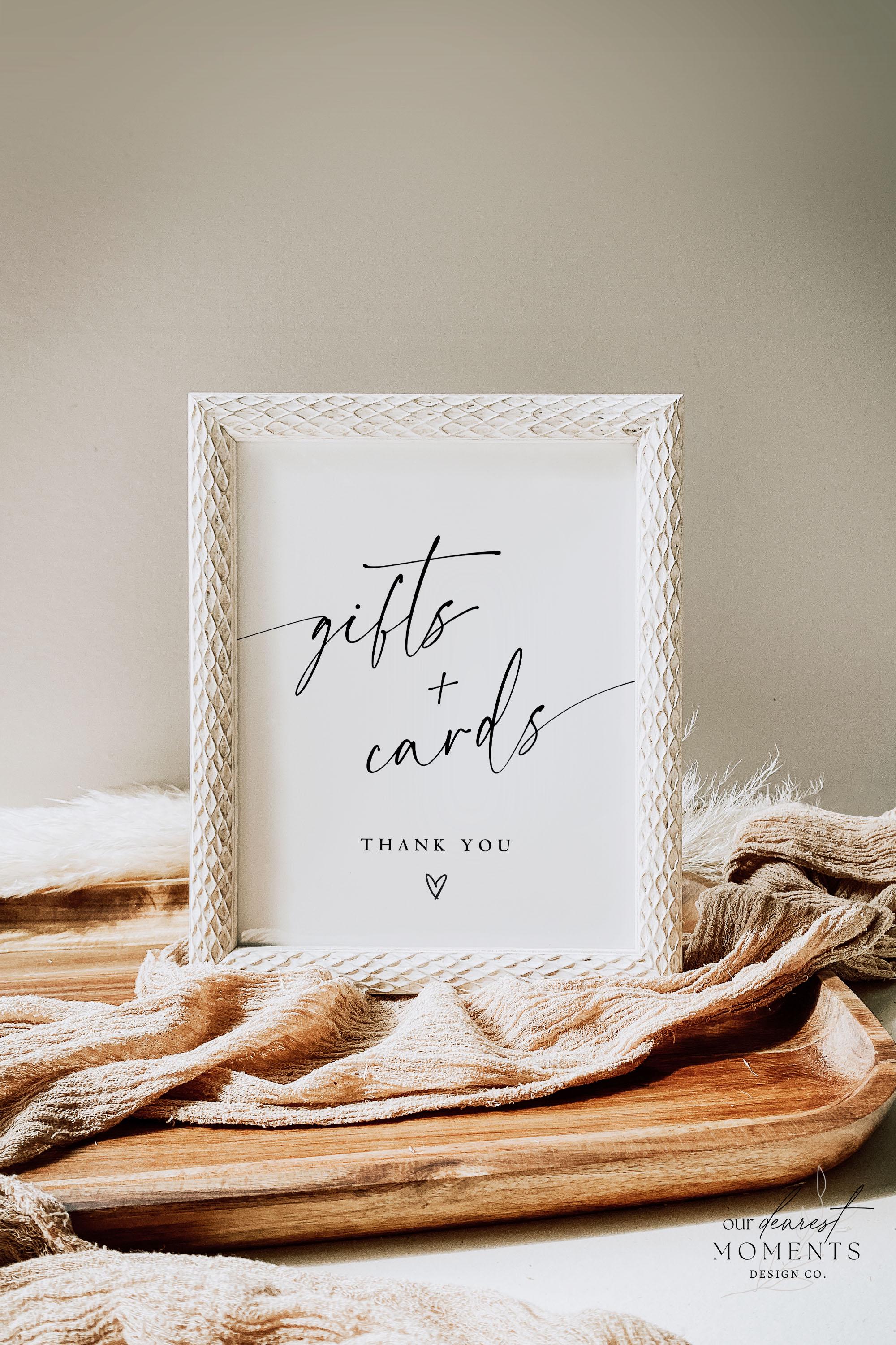 Cards Sign Printable PRINTABLE Cards and Gifts Sign Simple Gift Table Sign, Modern ...