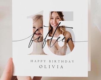 Personalized 15th Birthday Card Editable Fifteenth Birthday Greeting Card Boy Girl Photo Happy Birthday Printable Digital Template 15 th