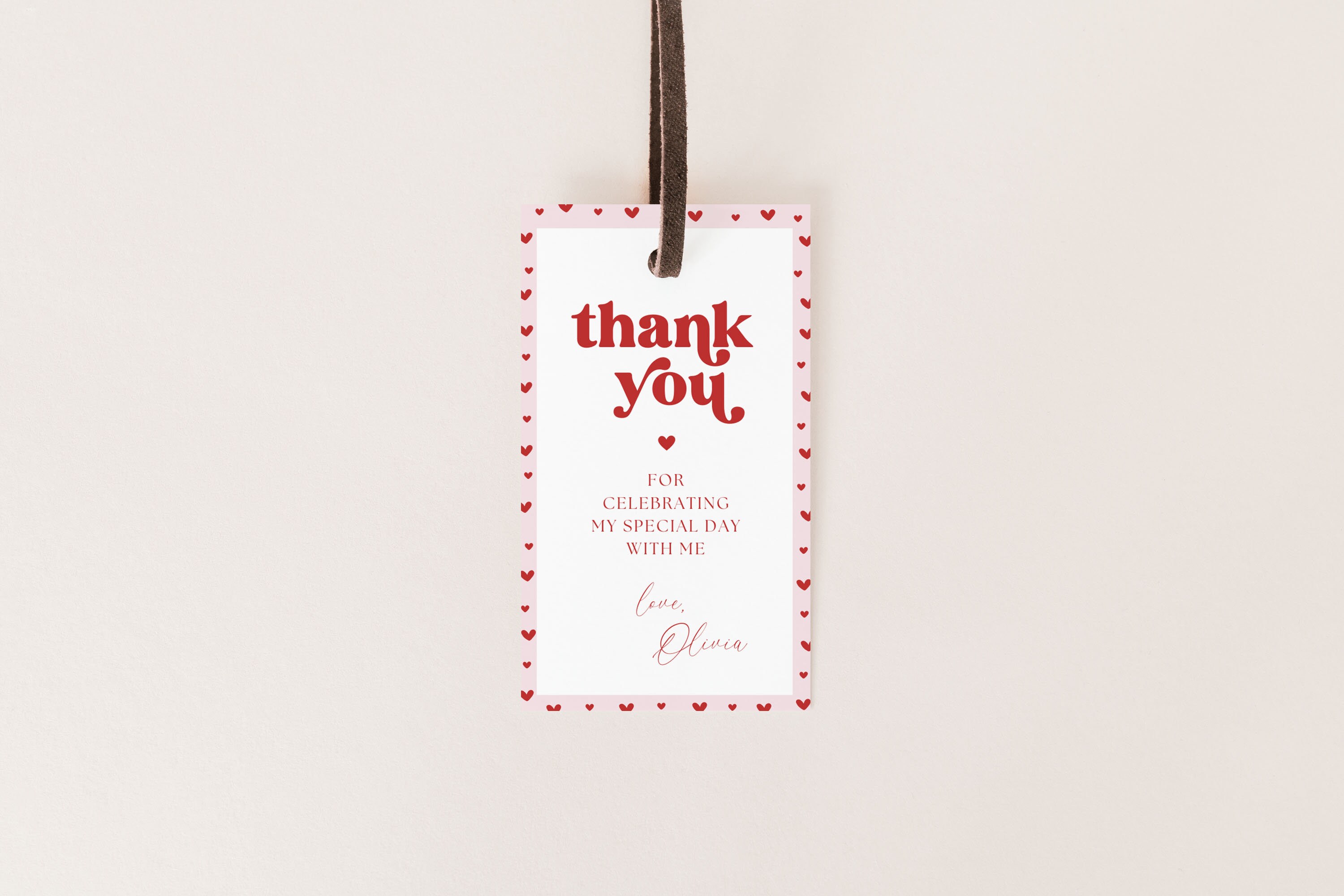 EDITABLE Valentines Birthday Thank You Tag, Valentines Theme Birthday ...