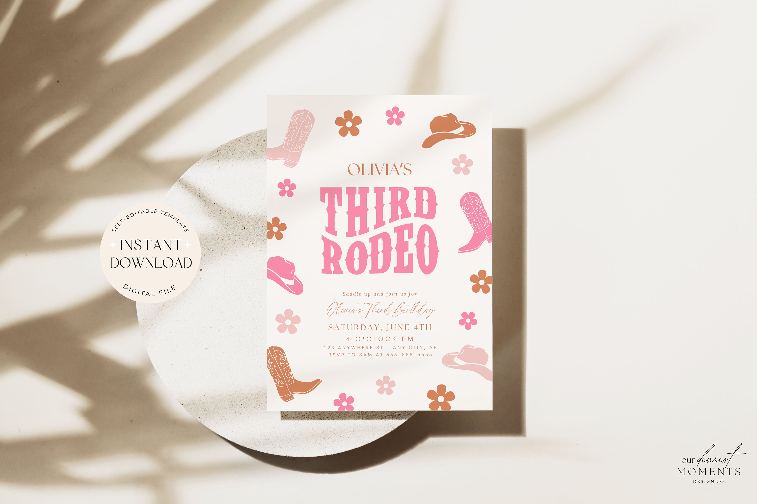 Third Rodeo Invitation Cowgirl Birthday Invite Wild West Cowgirl 3rd ...