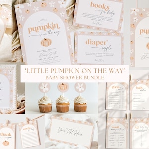Editable Fall Baby Shower Bundle: Pumpkin Theme, Gender Neutral (Digital Download)