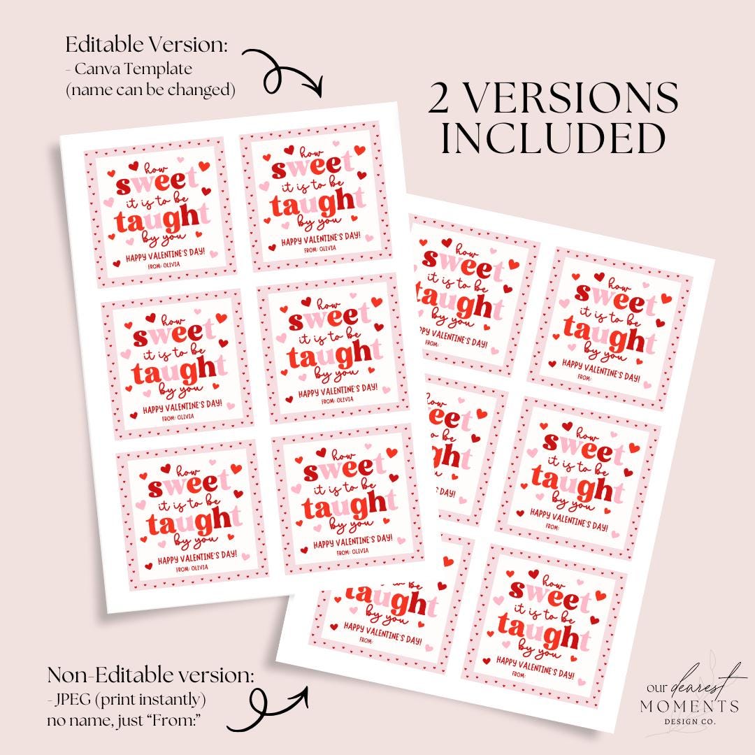 EDITABLE Prtinable Teacher Valentine's Day Gift Tag Teacher ...