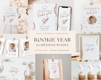 Rookie Jahr Geburtstag Bundle Erster Geburtstag Bundle für Junge Rookie Jahr Party Paket 1st Birthday Bundle für Junge Rookie Jahr Boho Baseball