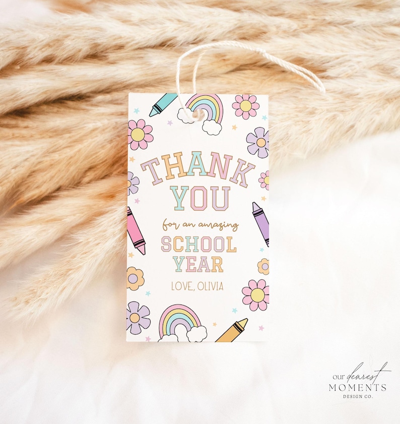 Editable Thank You Kids School End of Year Gift Tag Template Printable ...