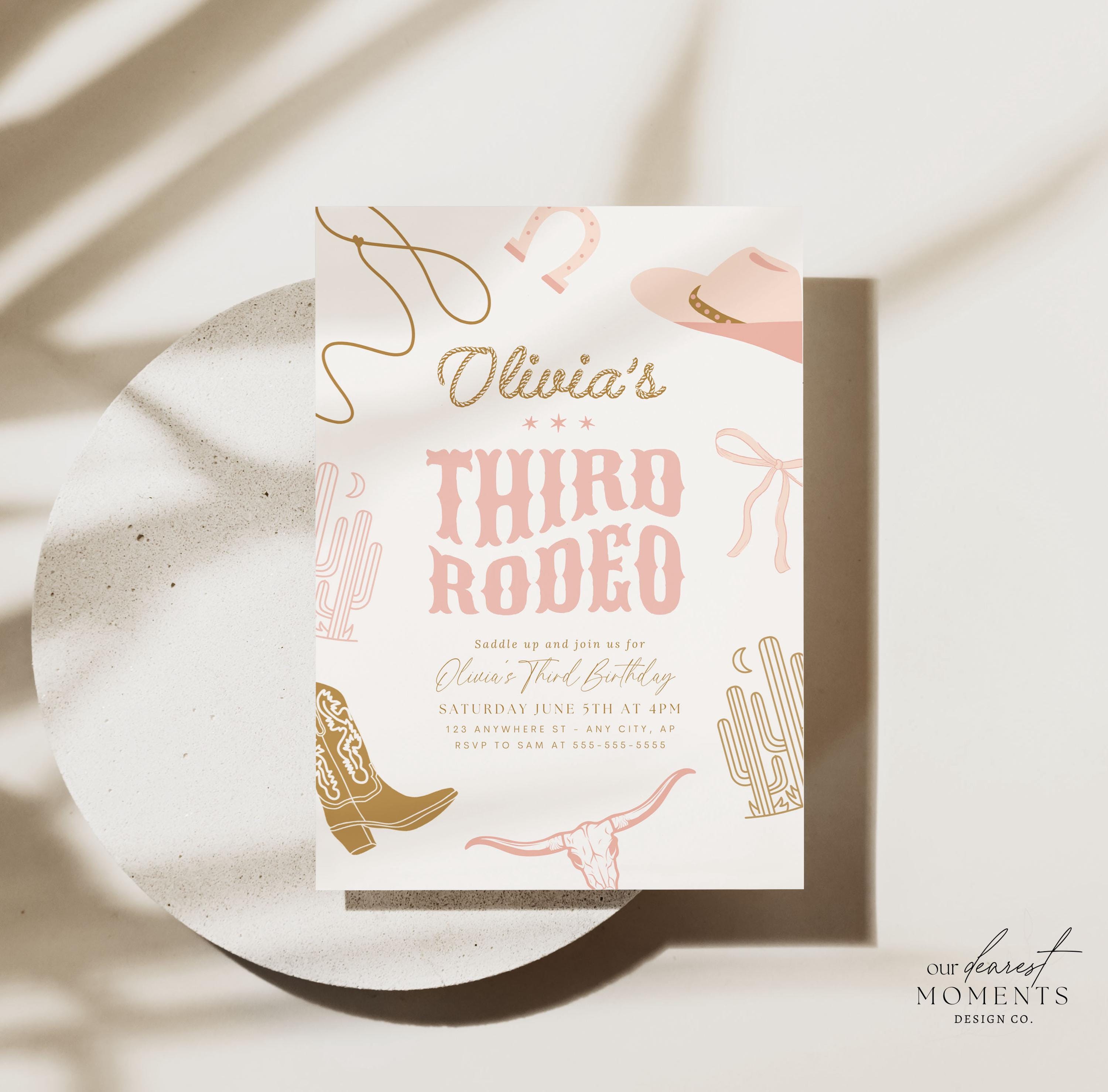 Editable Third Rodeo Birthday Invitation Girl Rodeo 3rd Birthday Invite ...
