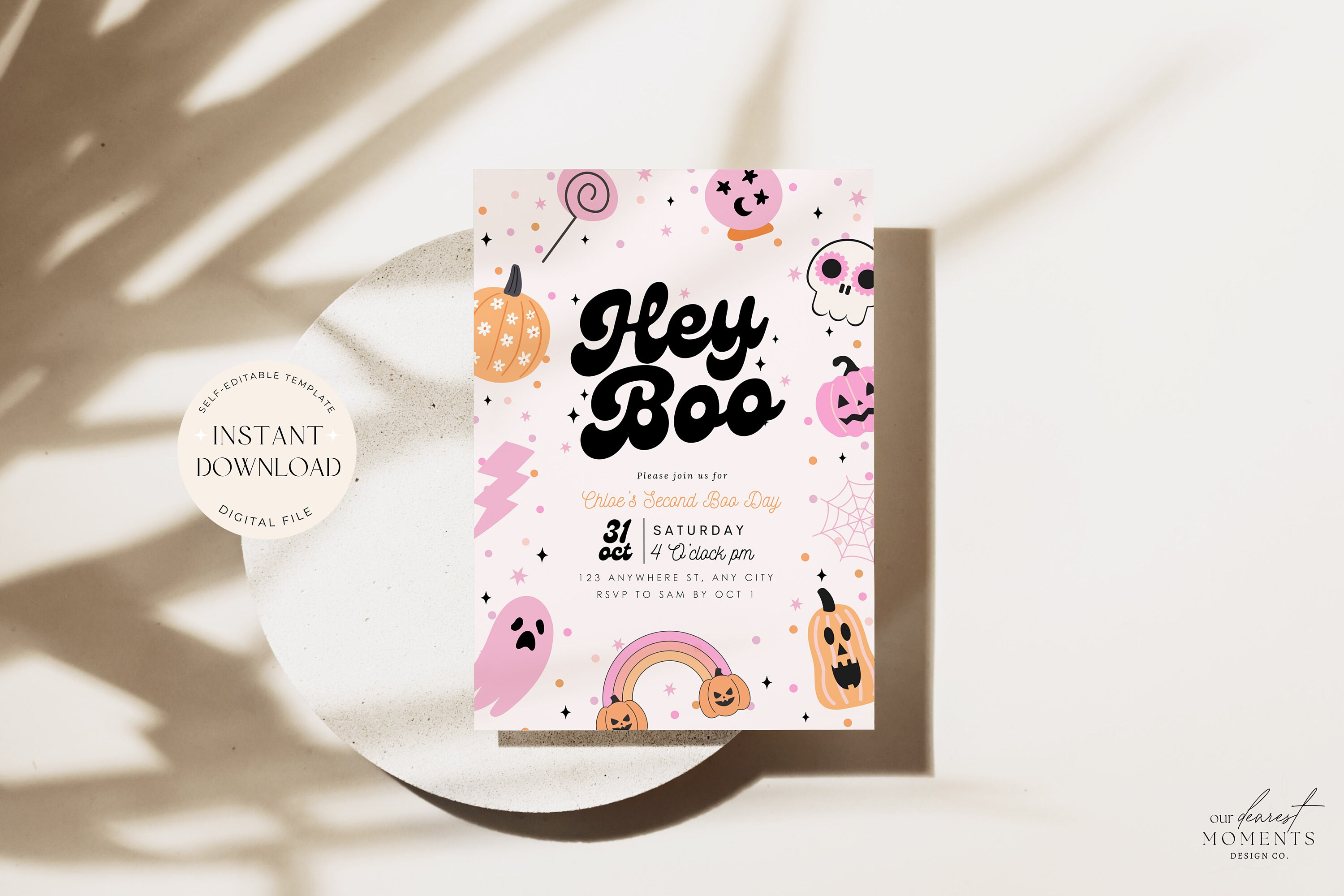 Editable Hey Boo Halloween Birthday Invitation Halloween Birthday Party ...