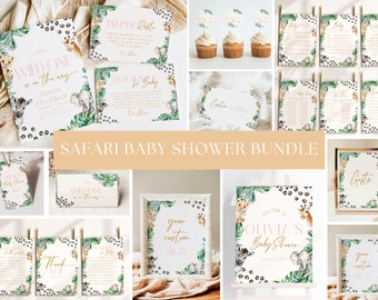 Editable A Little Wild One On The Way Baby Shower Bundle Jungle Animals Baby Shower Boho Instant Download Baby Shower Games Invitation Set