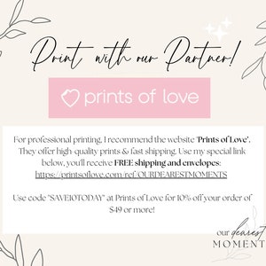 K&ouml;nnte beinhalten: Ein rosa Rechteck mit dem Text "prints of love" und einem Herzsymbol. Der Text "Print with our Partner!" befindet sich &uuml;ber dem Rechteck. Der Text "F&uuml;r professionellen Druck empfehle ich die Website 'Prints of Love'. Sie bieten hochwertige Drucke und schnellen Versand an. Verwenden Sie meinen speziellen Link unten, Sie erhalten GRATIS Versand und Umschl&auml;ge: https://printsoflove.com/ref/OURDEARESTMOMENTS Verwenden Sie den Code "SAVEIOTODAY" bei Prints of Love f&uuml;r 10 % Rabatt auf Ihre Bestellung ab 49 &euro;!" befindet sich unter dem Rechteck. Der Text "our dearest MOMENTS" befindet sich in der unteren rechten Ecke des Bildes.
