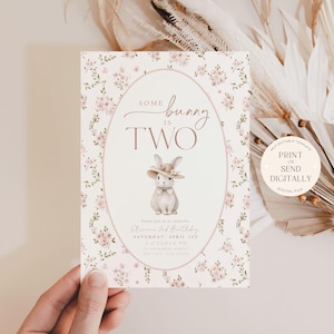 Editable Some Bunny is Two Invitation Easter Bunny Second Birthday ...