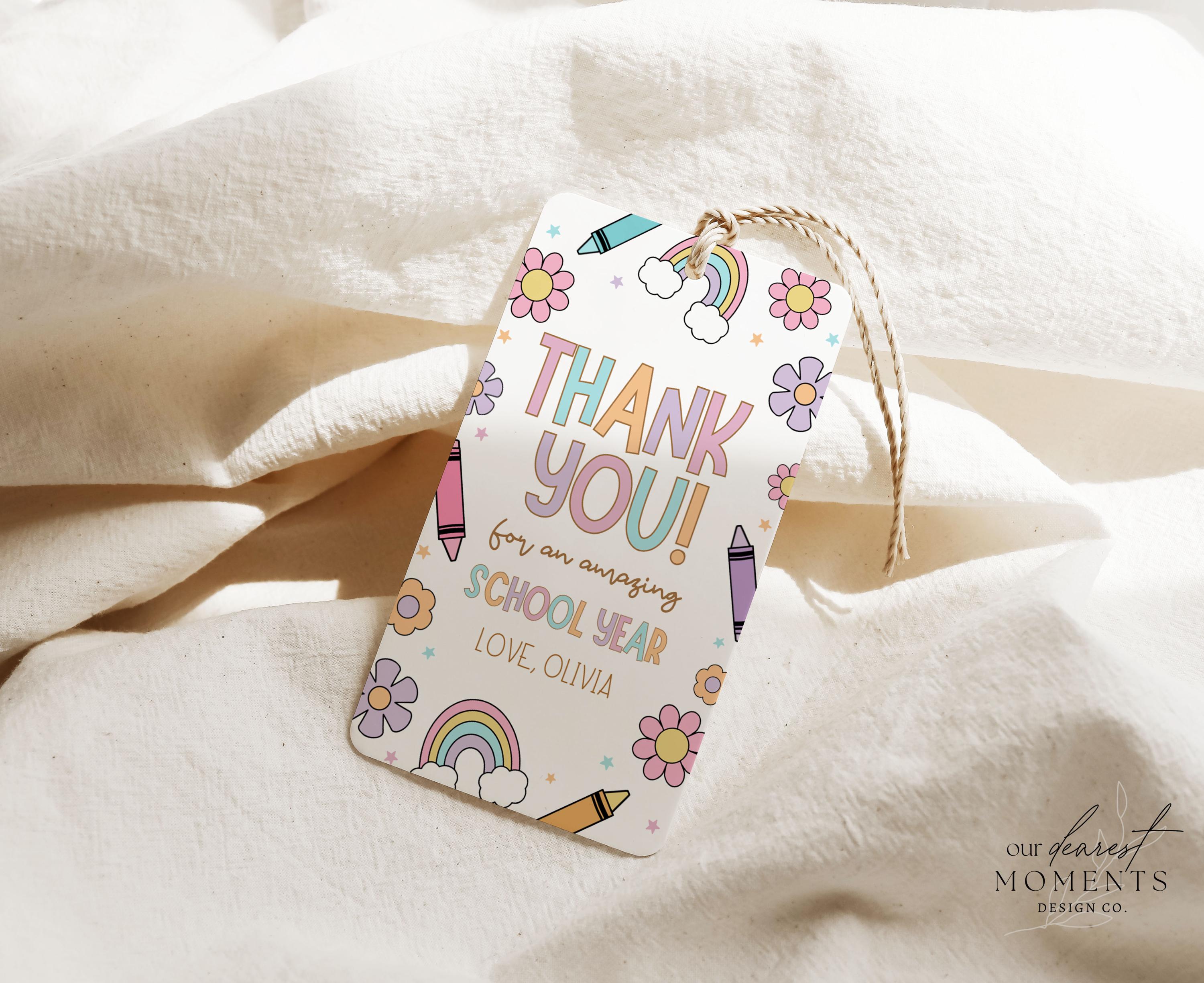 Editable Thank You Kids School End of Year Gift Tag Template Printable ...