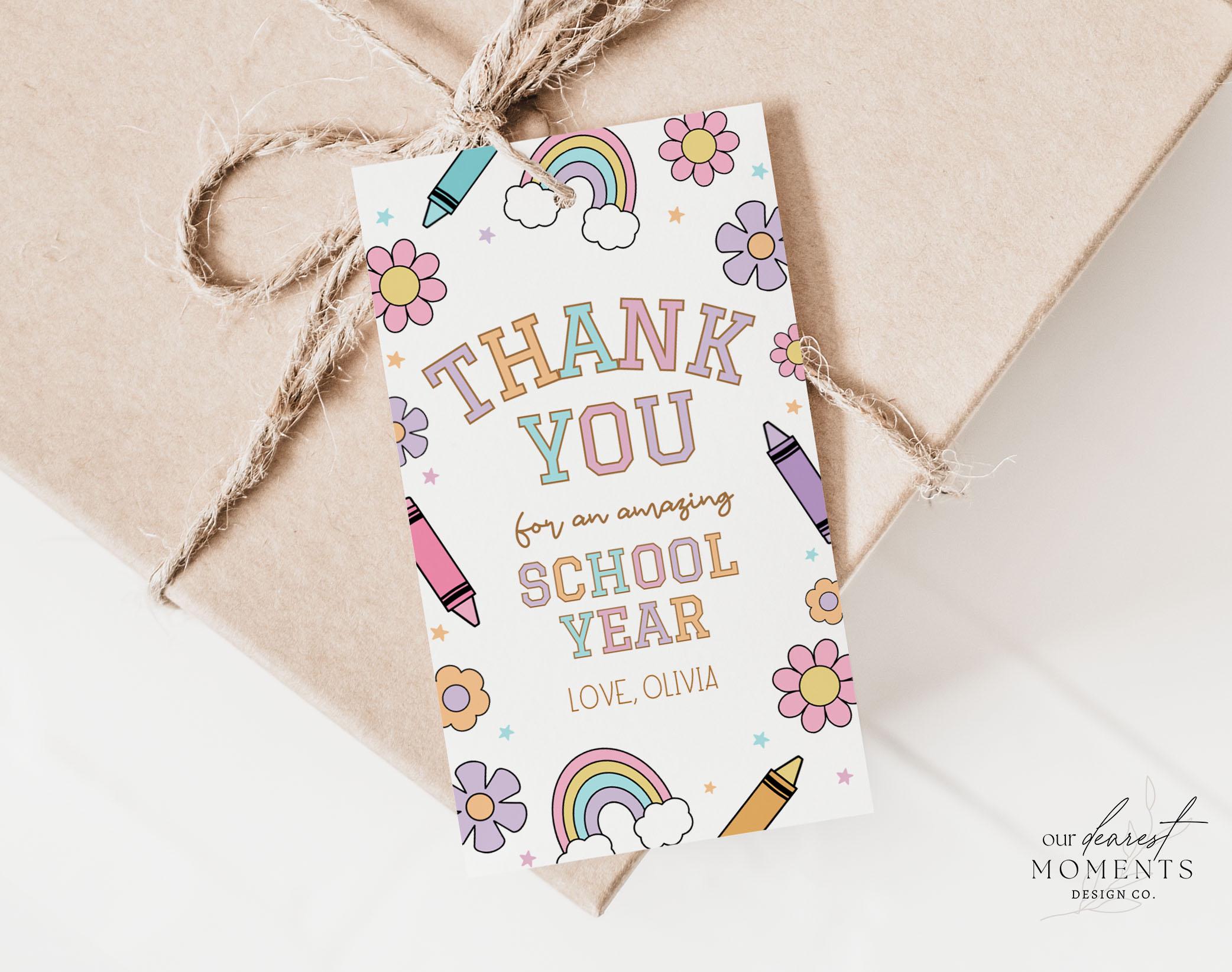 Editable Thank You Kids School End of Year Gift Tag Template Printable ...