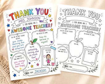 PRINTABLE Teacher Appreciation Gift Thank You Teacher Gifts Coloring Pages School Kids Instant Digital Download Teacher Appreciation Week
