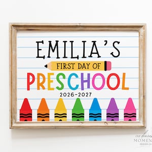 PRINTABLE First Day of Preschool Editable Sign: 2026-2027 School Year (Digital Download) First Day of Pre-School Prop, Back to School