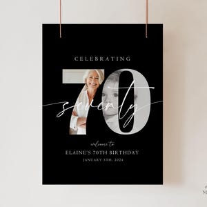 EDITABLE 70th Birthday Welcome Sign Customized 70 year Welcome Poster Minimalist Modern 70 th Welcome Sign Instant Download Seventy Years
