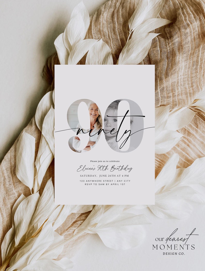 90th Birthday Invitation Template 90 Th Digital Invite Instant Download ...