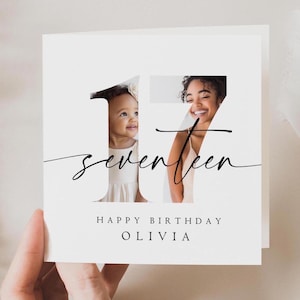 Personalized 17th Birthday Card Editable Seventeenth Birthday Greeting Card Boy Girl Photo Happy Birthday Printable Digital Template 17 th