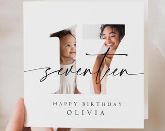 Personalized 17th Birthday Card Editable Seventeenth Birthday Greeting Card Boy Girl Photo Happy Birthday Printable Digital Template 17 th