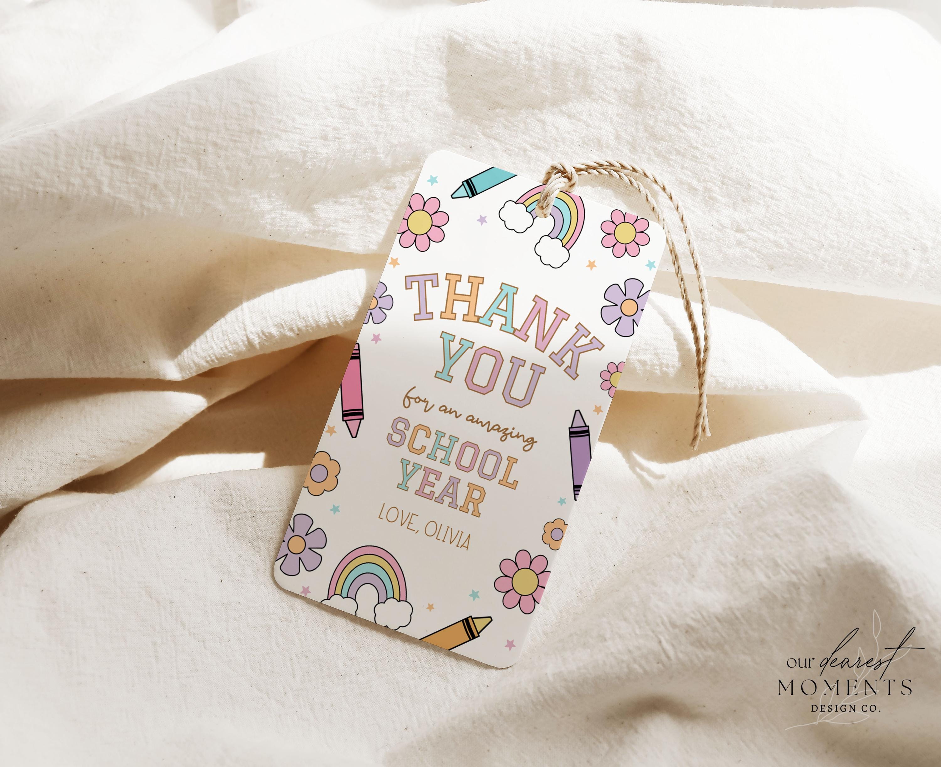 Editable Thank You Kids School End of Year Gift Tag Template Printable ...