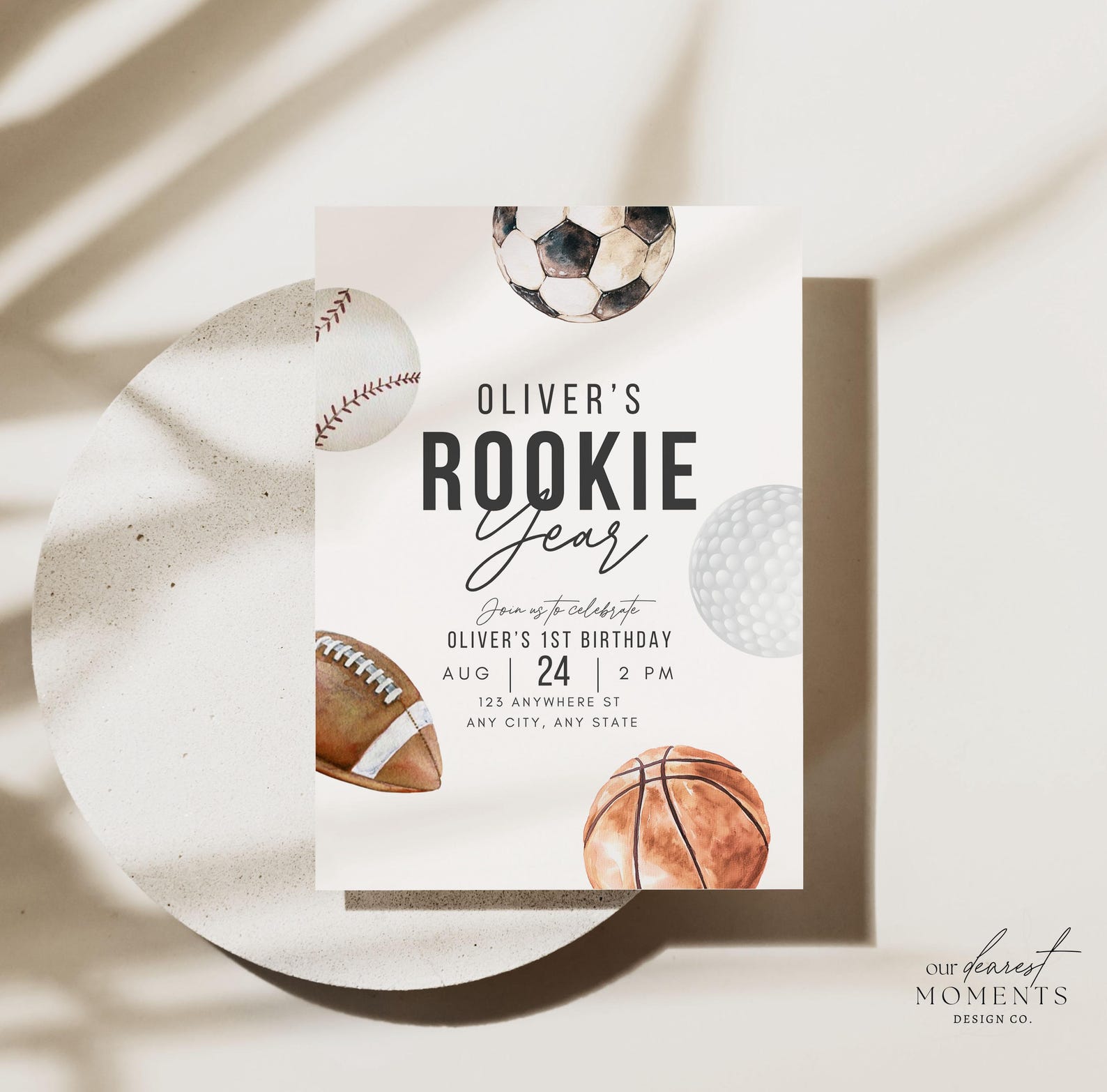 Editable Rookie Year Sports First Birthday Invitation Digital Template ...
