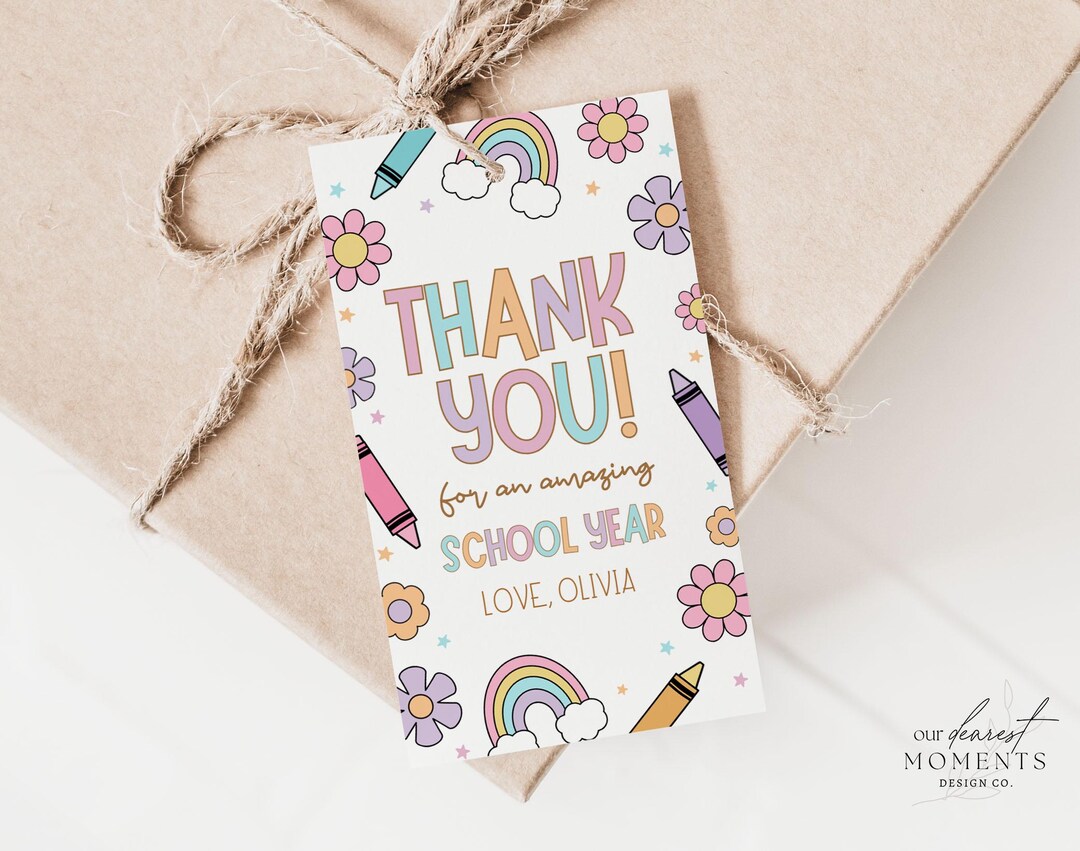 Editable Thank You Kids School End of Year Gift Tag Template Printable ...