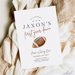 First Year Down Invitation First Year Down Birthday Invite Football Birthday Invitation 1st Birthday Invitation for Boy Football Invitation