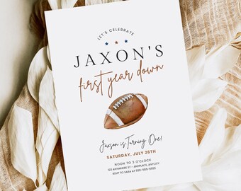First Year Down Invitation First Year Down Birthday Invite Football Birthday Invitation 1st Birthday Invitation for Boy Football Invitation