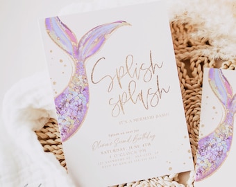 Editable Mermaid Birthday Invitation Mermaid Bash Under the Sea Birthday Invite Toddler Girl Invitation Digital Instant Download Boho Invite