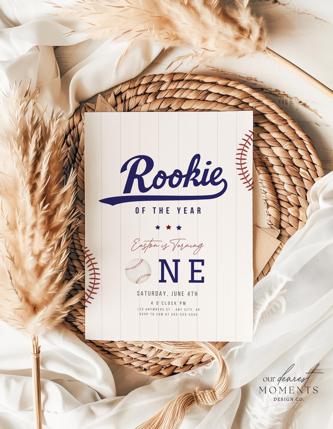 Rookie Year First Birthday Invitation Digital Template Sports 1st ...