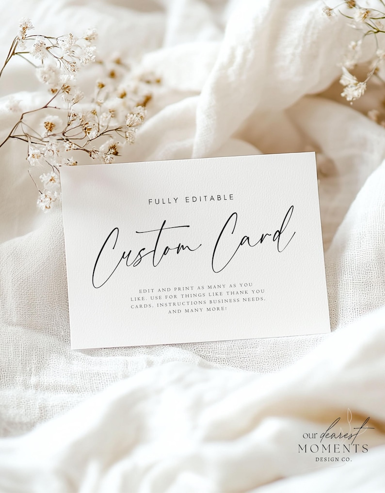 Editable Custom Cards Template Instant Download Calligraphy Custom ...