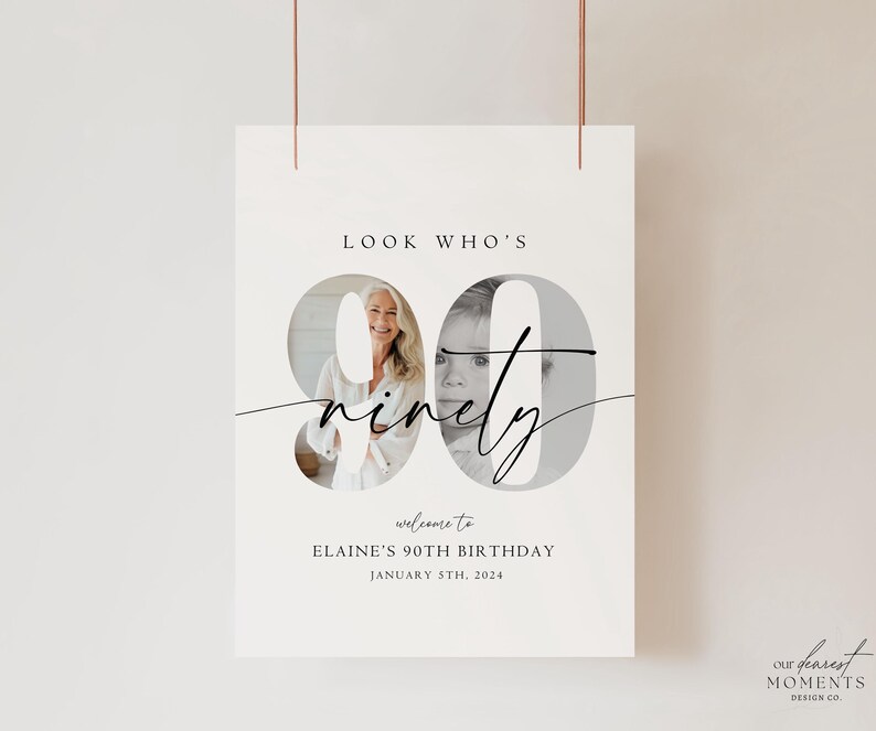 EDITABLE 90th Birthday Welcome Sign Look Who's 90 Welcome Poster ...