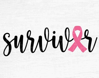 Survivor - Instant Digital Download - svg, png, eps, pdf, dxf files - Breast Cancer Survivor, Ribbon, Breast Cancer Warrior, Pink Ribbon