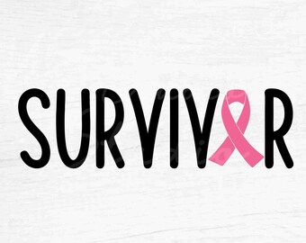 Survivor - Instant Digital Download - svg, png, eps, pdf, dxf files - Breast Cancer Survivor, Ribbon, Breast Cancer Warrior, Pink Ribbon