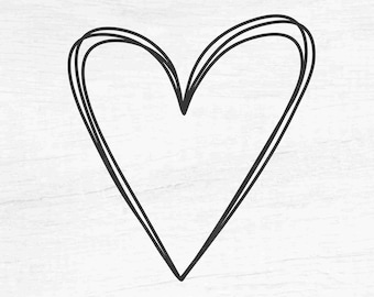 Hand Drawn Heart - Instant Digital Download - svg, png, eps, pdf, dxf files - Scribble Heart, Doodle Heart, Sketch Heart, Love, Valentine's