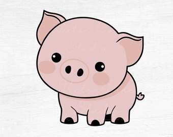 Cute Pig - Instant Digital Download - svg, png, eps, pdf, dxf files - Farm Animal, Farm Pig