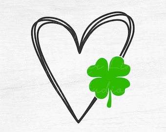 St Patrick's Day Heart - Instant Digital Download - svg, png, eps, pdf, dxf files - Saint Patrick's Day, Four Leaf Clover, Shamrock