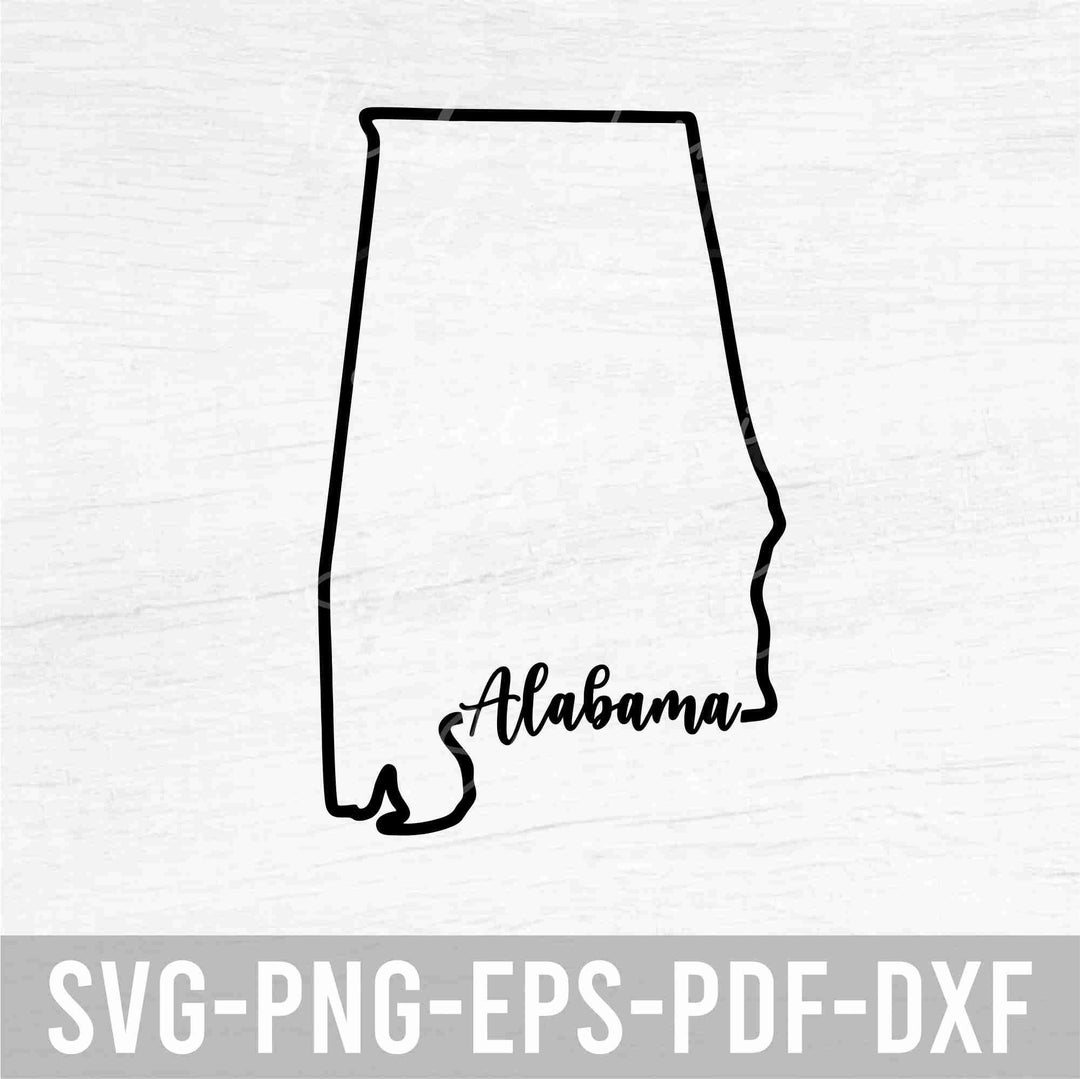 Alabama Home State Outline - Instant Digital Download - Svg, Png, Eps, Pdf, Dxf Files - Proud ...