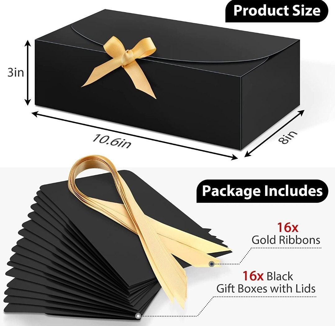 Goomp 10 Boîtes Cadeaux Kraft 20x20x10 Cm - Avec Rubans - Pour Emballage Cadeaux Et Événements