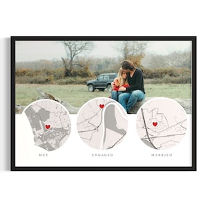 Impression de carte personnalisée, carte de mariage, fiançailles et rencontre, emplacement personnalisé, anniversaire de mariage, carte personnalisée minimale, carte de la ville de résidence, lieu où tout a commencé