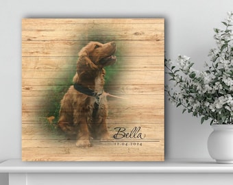 Custom Dog Canvas Wall Art, Dog Portrait, Pet Dog Wall Art, Dog Owner Gift for Dog Mom, Pet Lover Gift for Christmas, Pet Loss Gift