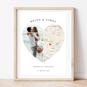 Impression de carte où nous nous sommes rencontrés, où nous nous sommes rencontrés, premier baiser, mariés, couple fiancé, lieu personnalisé, cadeau d'anniversaire, cadeau de couple, cadeaux de rencontre