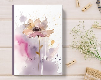 Journal floral personnalisé Carnet de voyage personnalisé Journal personnalisé Journal personnalisé Journal à couverture rigide avec nom Cadeau personnalisé pour elle