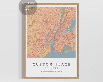 Personalized Map Poster, Custom City Map Art, Modern Wall Decor, Travel Memory Print, Unique Coordinates Gift, Minimalist Design
