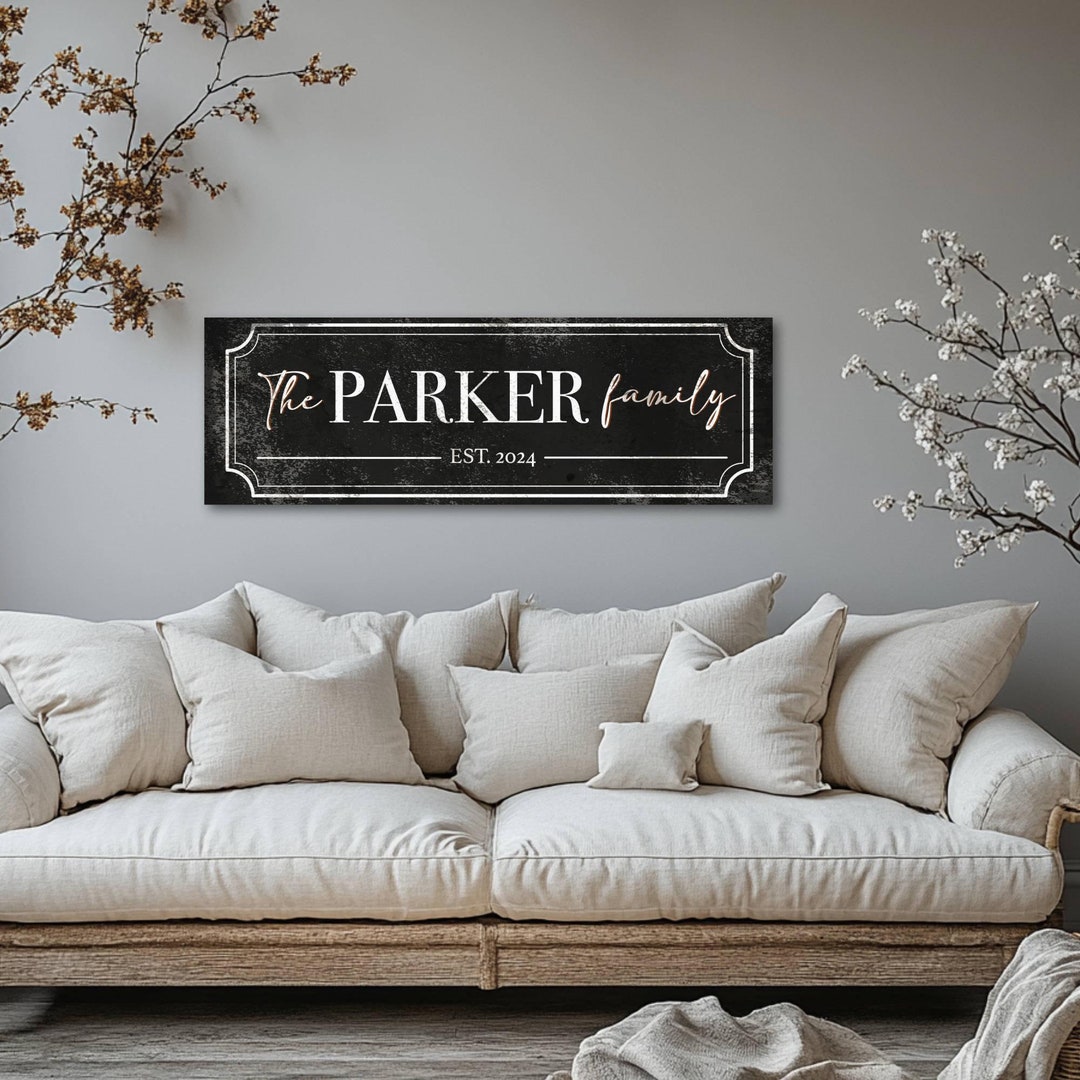 Family Established Sign, CUSTOM Family Name Sign, Black Farmhouse Decor ...