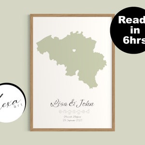 Impression de carte de fiançailles personnalisée, carte mariée emplacement personnalisé anniversaire minimal notre histoire carte personnalisée, cadeau de mariage, là où tout a commencé
