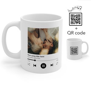 Personalisierte Song-Tasse-Playlist-Streaming, jedes Foto oder Lied, jede Playlist, Foto- und Musikgeschenk, Musik-Kaffeebecher mit scannbarem QR-Code
