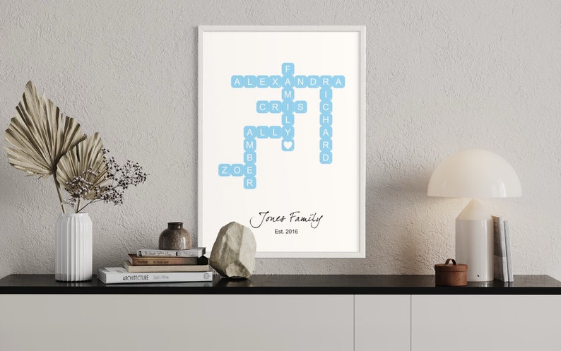 Personalised Family Crossword Puzzle Wall Art Family Names - Etsy