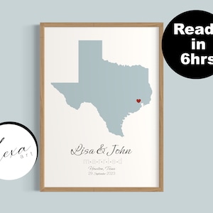Impression de carte de fiançailles personnalisée, carte mariée emplacement personnalisé anniversaire minimal notre histoire carte personnalisée, cadeau de mariage, là où tout a commencé